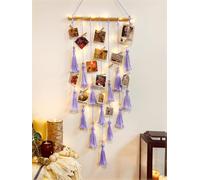 Foto da appendere, porta foto con 30 clip per la parete della camera da letto, organizer per foto collage da parete con catena luminosa a LED, decorazione della stanza, regali per ragazze (viola)