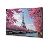 Foto da bagno Parigi in fiore: una torre Eiffel primaverile vista su tela immagini decorative per soggiorno immagini per soggiorno (20 x 30 cm)