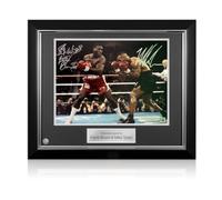 Foto di boxe autografata da Mike Tyson e Frank Bruno. Cornice di lusso.