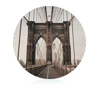 Foto di Brooklyn Bridge Tagliere, Rotondo Vetro Temperato Tagliere Block Unico Cucina Taglieri per Pizza, Verdura, Frutta, Formaggio E Salumi