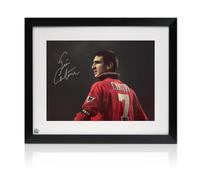 Foto di calcio del Manchester United firmata da Eric Cantona. Incorniciata
