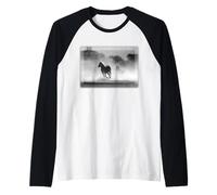 Foto di Cavalli al Galoppo in Bianco e Nero Maglia con Maniche Raglan