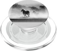 Foto di cavalli al galoppo in bianco e nero PopSockets PopGrip per MagSafe
