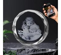 Foto di Cristallo Personalizzata - Opzionale 2D/3D Inciso, Regali di Cristallo Personalizzati con la Tua Foto, Regali per San Valentino, Anniversario, Compleanno, Matrimonio per Lui/Lei - Girare