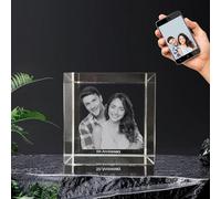 Foto di Cristallo Personalizzata - Opzionale 2D/3D Inciso, Regali di Cristallo Personalizzati con la Tua Foto, Regali per San Valentino, Anniversario, Compleanno, Matrimonio per Lui/Lei - Piazza