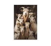 Foto di famiglia di capre su tela da parete per camera da letto animali retrò stile rustico natura decorazione poster per camera estetica