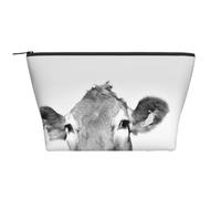 Foto di mucca in bianco e nero, Borsa da toilette Borsa per trucco Borsa per cosmetici Borsa da toilette da viaggio portatile