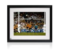 Foto di rugby autografata da Jonny Wilkinson: il drop-kick. Incorniciato
