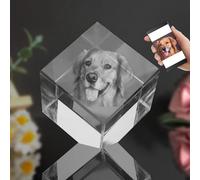 Foto in Cristallo 3D, Cornice di Cristallo a Forma di Cubo Personalizzata, Regalo inciso con la Propria Foto, Regali Personalizzati di Natale, Festa del papà, festa della mamma, San Valentino