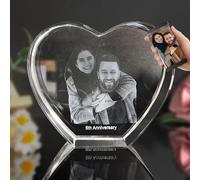 Foto in cristallo 3D, Cornice per foto in cristallo a forma di cuore, incisione personalizzata con foto regalo, regali personalizzati per anniversari, compleanni e matrimoni per amici di famiglia