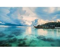 Foto in legno 80 x 50 cm: vacanza in Thailandia - bella isola di Koh Lipe Sunrise e tramonto sulla spiaggia con corallo (60498530)