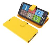 foto-kontor Custodia a Libro Compatibile con Brondi Amico Smartphone S Nero Cover di Colore Giallo