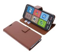 foto-kontor Custodia a Libro Compatibile con Brondi Amico Smartphone S Nero Cover di Colore Marrone