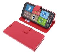 foto-kontor Custodia a Libro Compatibile con Brondi Amico Smartphone S Nero Cover di Colore Rosso
