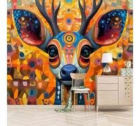 Foto Murale 3d Carta Da Parati Autoadesiva Murale 150x105 cm Dipinto Multicolore Di Cervo Sika - Non Tessuto - Animale Rimovibile senza Segni - Per Camera da Letto e Soggiorno