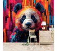 Foto Murale 3d Carta Da Parati Autoadesiva Murale 150x105 cm Dipinto Multicolore Di Un Panda Gigante - Non Tessuto - Animale Rimovibile senza Segni - Per Camera da Letto e Soggiorno