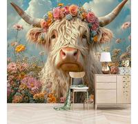Foto Murale 3d Carta Da Parati Autoadesiva Murale 150x105 cm Fiori Di Toro Blu Cielo - Non Tessuto - Giardino Delle Fiabe Rimovibile senza Segni - Per Camera da Letto e Soggiorno
