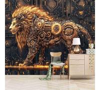 Foto Murale 3d Carta Da Parati Autoadesiva Murale 150x105 cm Leone Meccanico-A - Non Tessuto - Stile Tecnologico Futuro Rimovibile senza Segni - Per Camera da Letto e Soggiorno