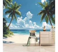 Foto Murale 3d Carta Da Parati Autoadesiva Murale 200x140 cm Spiaggia Oceano - Non Tessuto - Paesaggio Di Spiaggia Tropicale Rimovibile senza Segni - Per Camera da Letto e Soggiorno