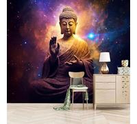 Foto Murale 3d Carta Da Parati Autoadesiva Murale 200x140 cm Statua Del Buddha E Saggezza Della Nebulosa-Non Tessuto-Stile Mitologico Misterioso Rimovibile senza Segni-Per Camera da Letto e Soggiorno