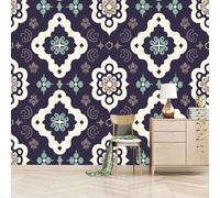 Foto Murale 3d Carta Da Parati Autoadesiva Murale 250x175 cm Motivo Floreale Retrò - Non Tessuto - Art Déco Geometrico Rimovibile senza Segni - Per Camera da Letto e Soggiorno