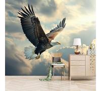 Foto Murale 3d Carta Da Parati Autoadesiva Murale 300x210 cm Aquila Calva In Volo - Non Tessuto - Libertà E Potere Rimovibile senza Segni - Per Camera da Letto e Soggiorno