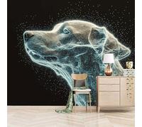 Foto Murale 3d Carta Da Parati Autoadesiva Murale 300x210 cm Delinea La Testa Del Cane - Non Tessuto - Animale Rimovibile senza Segni - Per Camera da Letto e Soggiorno