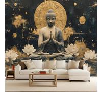 Foto Murale 3d Carta Da Parati Autoadesiva Murale 300x210 cm Gentile Buddha Bodhisattva - Non Tessuto - Credenze Religiose Rimovibile senza Segni - Per Camera da Letto e Soggiorno