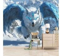 Foto Murale 3d Carta Da Parati Autoadesiva Murale 300x210 cm Lupo Che Corre - Non Tessuto - Animali Misteriosi Rimovibile senza Segni - Per Camera da Letto e Soggiorno