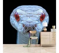 Foto Murale 3d Carta Da Parati Autoadesiva Murale 300x210 cm Serpente Bianco Con Gli Occhi Rossi Sputa La Lingua-Non Tessuto-Stile Realistico Dettagliato Rimovibile senza Segni-Per Camera da Letto