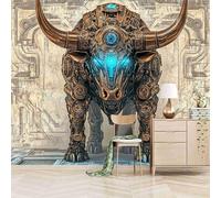 Foto Murale 3d Carta Da Parati Autoadesiva Murale 300x210 cm Toro Meccanico - Non Tessuto - Stile Tecnologico Futuro Rimovibile senza Segni - Per Camera da Letto e Soggiorno