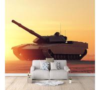 Foto Murale 3d Carta Da Parati Autoadesiva Murale 300x256 cm Carro Armato Del Tramonto - Non Tessuto - Tecnologia Militare Rimovibile senza Segni - Per Camera da Letto e Soggiorno