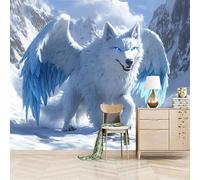 Foto Murale 3d Carta Da Parati Autoadesiva Murale 300x256 cm Dio Lupo Ala Di Neve - Non Tessuto - Animali Di Fantascienza Rimovibile senza Segni - Per Camera da Letto e Soggiorno