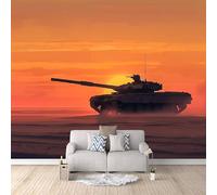 Foto Murale 3d Carta Da Parati Autoadesiva Murale 300x256cm Carri Armati In Marcia Verso Il Tramonto-Non Tessuto-Decorazione Della Casa Dei Ragazzi Rimovibile senza Segni-Per Camera da Letto
