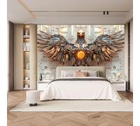 Foto Murale 3d Carta Da Parati Autoadesiva Murale 366x256 cm Aquila Meccanica - Non Tessuto - Stile Tecnologico Futuro Rimovibile senza Segni - Per Camera da Letto e Soggiorno