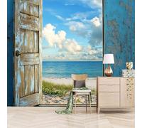 Foto Murale 3d Carta Da Parati Autoadesiva Murale 366x256 cm Il Mare E La Spiaggia Fuori Dalla Porta - Non Tessuto - Scenario Naturale Rimovibile senza Segni - Per Camera da Letto e Soggiorno