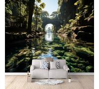 Foto Murale 3d Carta Da Parati Autoadesiva Murale 366x256 cm Limpido Ruscello Della Valle - Non Tessuto - Scenario Naturale Rimovibile senza Segni - Per Camera da Letto e Soggiorno