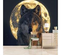 Foto Murale 3d Carta Da Parati Autoadesiva Murale 366x256 cm Lupo Dalla Schiena Lunare - Non Tessuto - Animali E Bestie Rimovibile senza Segni - Per Camera da Letto e Soggiorno