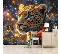 Foto Murale 3d Carta Da Parati Autoadesiva Murale 366x256 cm Misterioso Leopardo Dei Sogni - Non Tessuto - Animale Rimovibile senza Segni - Per Camera da Letto e Soggiorno