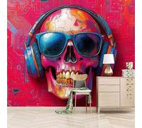 Foto Murale 3d Carta Da Parati Autoadesiva Murale 366x256 cm Teschio Di Circuito Stampato - Non Tessuto - Tecnologia E Musica Rimovibile senza Segni - Per Camera da Letto e Soggiorno