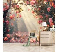Foto Murale 3d Carta Da Parati Autoadesiva Murale 400x280 cm Fiori E Alberi Fantastici - Non Tessuto - Scenario Naturale Rimovibile senza Segni - Per Camera da Letto e Soggiorno