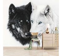 Foto Murale 3d Carta Da Parati Autoadesiva Murale 400x280 cm Gli Animali Lupi Dipendono Strettamente L'uno Dall'altro - Non Tessuto - Calore Rimovibile senza Segni - Per Camera da Letto e Soggiorno