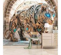 Foto Murale 3d Carta Da Parati Autoadesiva Murale 500x280 cm Leopardo Meccanico - Non Tessuto - Stile Tecnologico Futuro Rimovibile senza Segni - Per Camera da Letto e Soggiorno