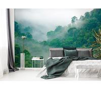Foto Parati Verde Foggy Foresta 368x254cm Giungla Muro Gigante Decor per Camera