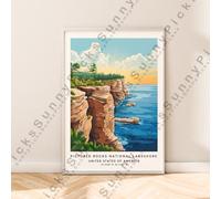 Foto Rocks Michigan Muro Stampa da Viaggio Poster Illustrazione Art Décor