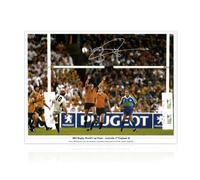 Foto rugby autografata da Jonny Wilkinson: il drop-kick (con testo)