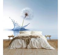 Foto Wallpaper 3D Dente Di Leone Schizzi D'Acqua Grande Murale 350x256 cm Carta da Parati Decorazione della Parete Soggiorno Camera da Letto Carta da Parati Muro, Azzurro