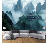 Foto Wallpaper 3D Paesaggio Ad Acquerello 250×175cm Blu Grande Murale Carta da Parati Decorazione della Parete Cime Nebbiose Soggiorno Camera da Letto Carta da Parati Muro