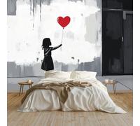 Foto Wallpaper 3D Palloncino Bambina Grande Murale 350x256 cm Carta da Parati Decorazione della Parete Soggiorno Camera da Letto Carta da Parati Muro, In Bianco E Nero