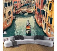 Foto Wallpaper in Seta 3D Bellissimo Paesaggio 150×105cm Rosso Verde Grande Murale Carta da Parati Decorazione della Parete Costruzione Canale Stradale Soggiorno Camera da Letto Carta da Parati Muro